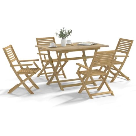 Gartenmöbelset 5 Teile Aus massivem Akazienholz