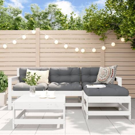Gartenmöbelset 5 Teile Weiß Massivholz Kiefer