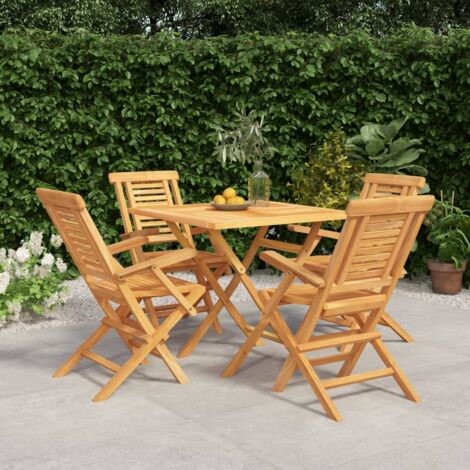 Gartenmöbelset 5-teilig Massivholz Teak