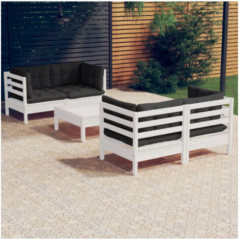 Gartenmöbelset 5-teilig mit anthrazitfarbenen Kissen aus Kiefernholz
