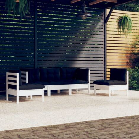 Gartenmöbelset 5-teilig mit Kissen aus massivem Kiefernholz