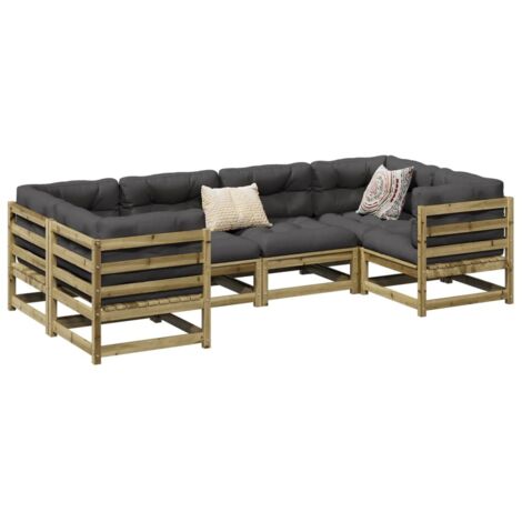 Gartenmöbelset 6 Teile Kiefernholz imprägniert