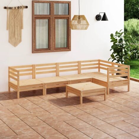 Gartenmöbelset 6 Teile Massivholz Kiefer