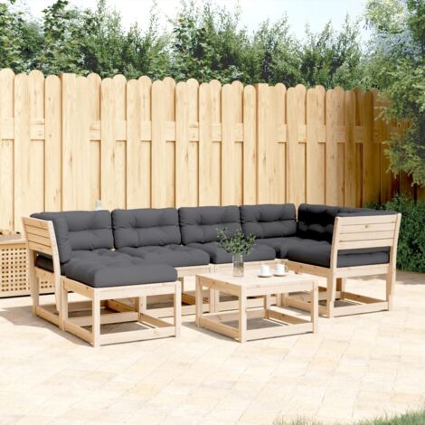 Gartenmöbelset 6-teilig mit Kissen aus massivem Kiefernholz
