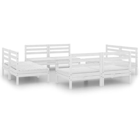 Gartenmöbelset 8 Teile Weiß Massivholz Kiefer