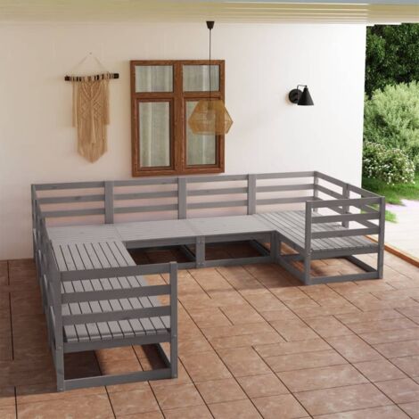Gartenmöbelset 8-teilig aus massivem Kiefernholz
