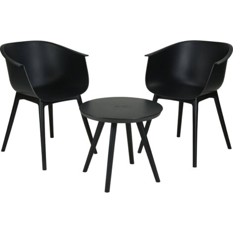Gartenmöbelset schwarz, Tisch mit Stühlen