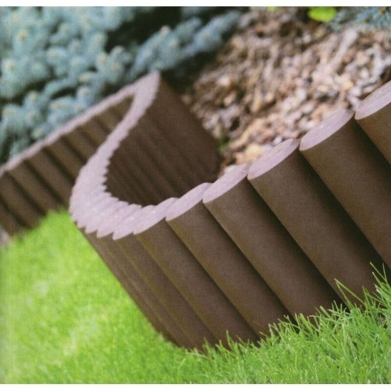 Prosperplast Beeteinfassung 2, 7m Beetumrandung Zierzaun Rasenkante Palisade Mähkante Zaun - Braun