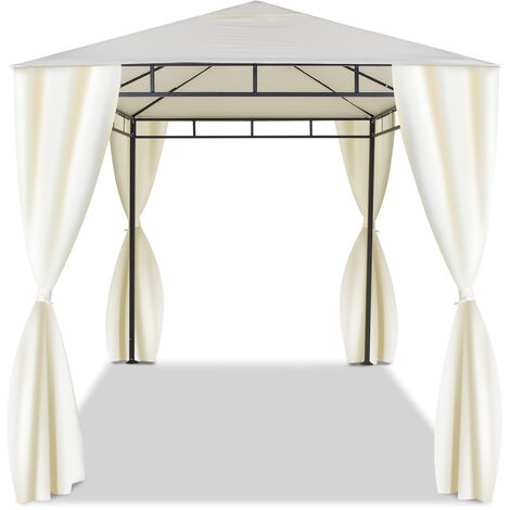 Gartenpavillon 3x2 M aus Schmiedeeisen eleganter Gartenpavillon komplett mit Seitenvorh�ngen ecru Farbe