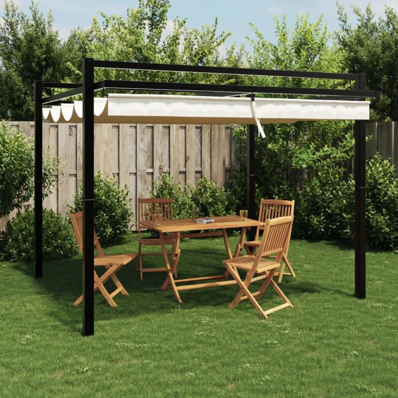 Vidaxl - Gartenpavillon Mit Ausziehbarem Dach Creme 3x3 M Aluminium