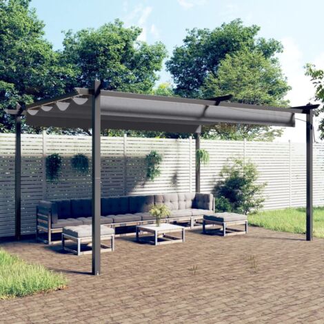 Gartenpavillon mit einziehbarem Dach 4x3 m Anthrazit