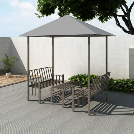 Gartenpavillon mit Tisch und Bänken 2,5x1,5x2,4 m Anthrazit