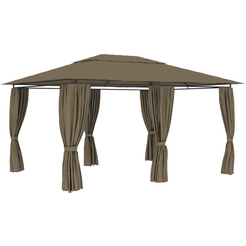 Gartenzelt mit Vorhängen 4x3 m Taupe 180 g/m² - Vidaxl