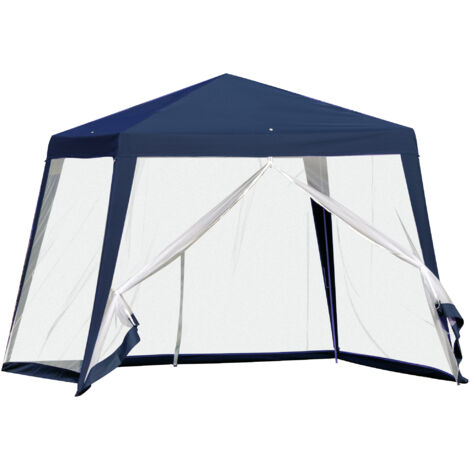Gartenpavillon Pavillon Festzelt Partyzelt wetterfest Zelt mit Moskitonetz Metall + Polyester Blau 3 x 3 m