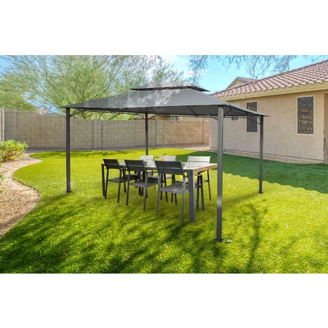 CAZEBOO Gartenpavillon Sao 400S300 Hellgrau