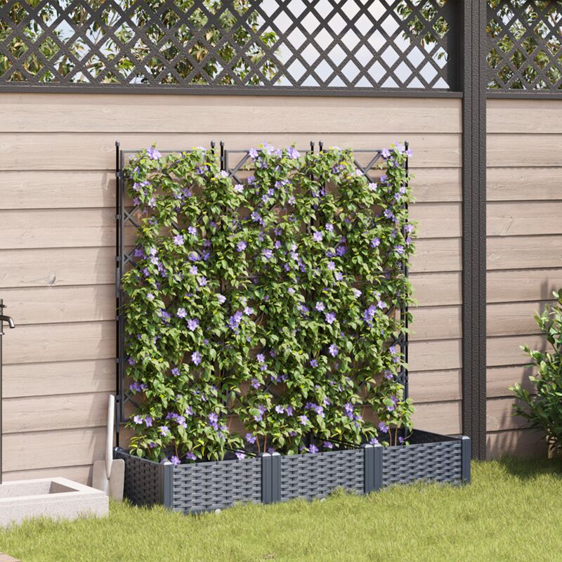 Gartenpflanzer Mit Gitter 3 Pcs Grau 120 X 40 X 125, 5 Cm Pp Vidaxl