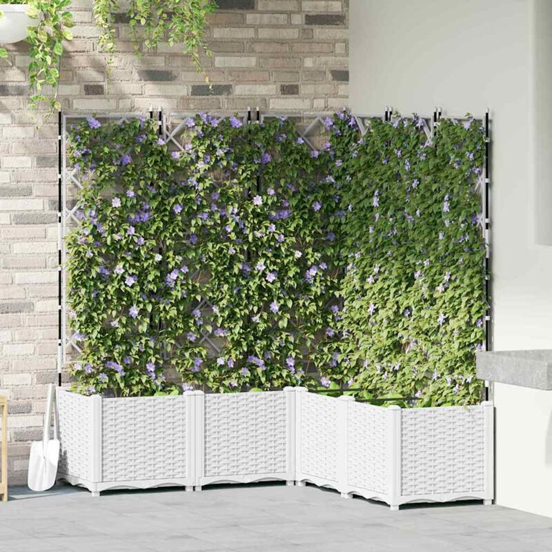 Gartenpflanzer Mit Gitter 5 Pcs Weiß 120 X 120 X 143 Cm Pp Vidaxl