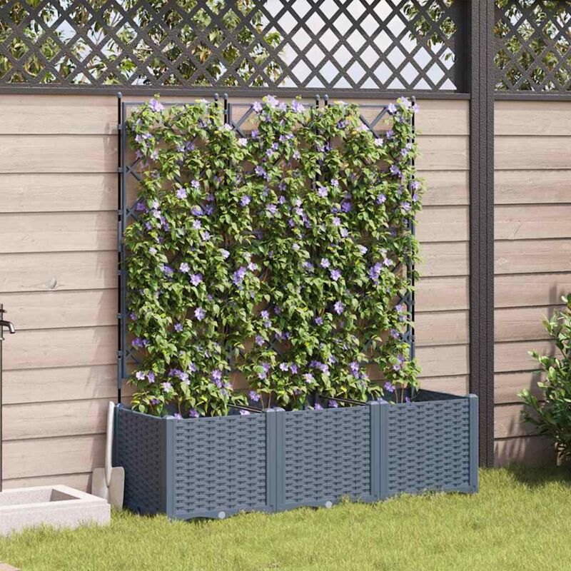 Gartenpflanzer Mit Gitter 3 Pcs Hellgrau 120 X 40 X 143 Cm Pp Vidaxl