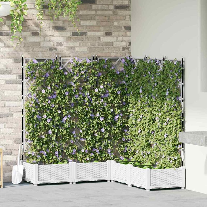 Gartenpflanzer Mit Gitter 5 Pcs Weiß 120 X 120 X 125, 5 Cm Pp Vidaxl