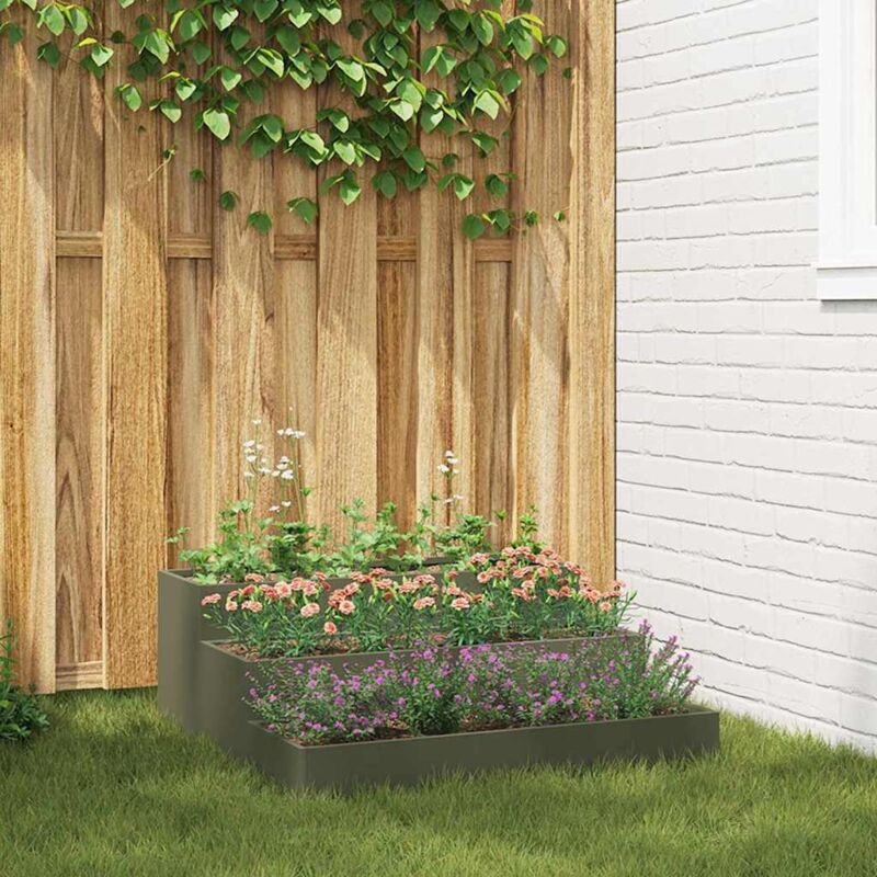 Gartenblumentopf Olivgrün 90 X 90 X 35 Cm Stahl Vidaxl