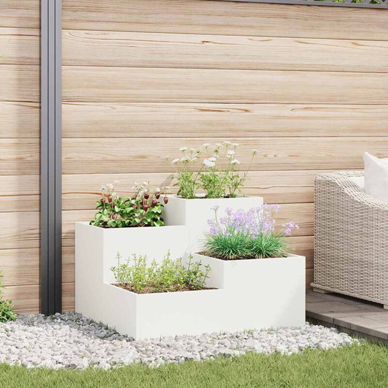 Gartenpflanzer 100x100x60 Cm Weiß Stahl - Vidaxl