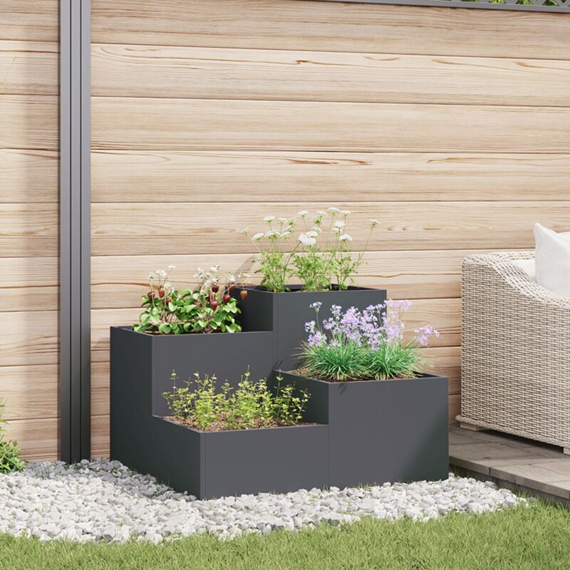 Gartenblumentopf Anthrazit 100 X 100 X 60 Cm Stahl Vidaxl
