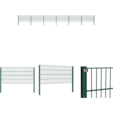 Gartenpfosten - vidaXL Zaunelement mit Pfosten Eisen 1040 x 80 cm Grün - Gartenbarriere