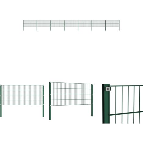 Gartenpfosten - vidaXL Zaunelement mit Pfosten Eisen 1212 x 80 cm Grün - Gartenzaunpfosten