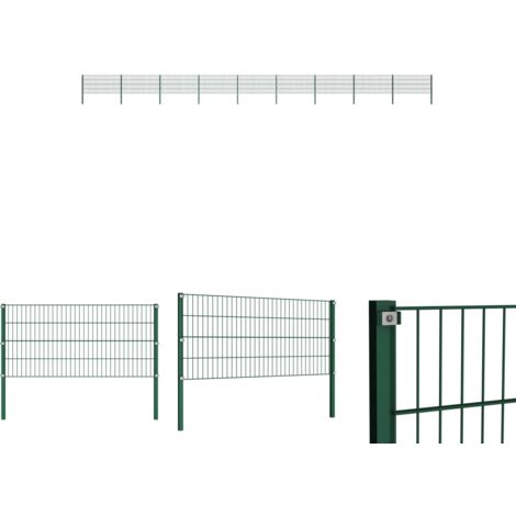 Gartenpfosten - vidaXL Zaunelement mit Pfosten Eisen 1557,5 x 80 cm Grün - Gartenzaunpfosten