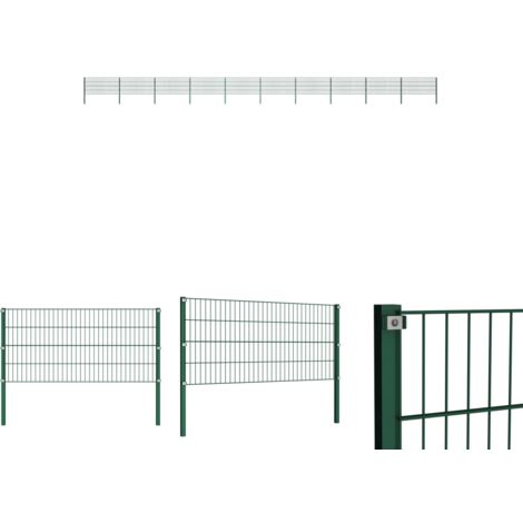Gartenpfosten - vidaXL Zaunelement mit Pfosten Eisen 1730 x 80 cm Grün - Gartenzaunpfosten