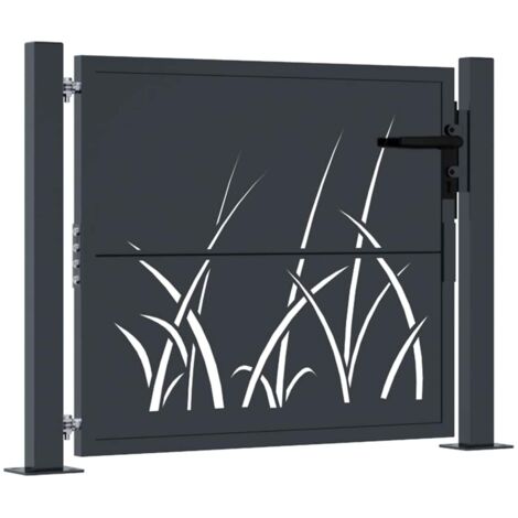 Gartenportal Anthrazit 105x105cm Stahl mit Grasdesign