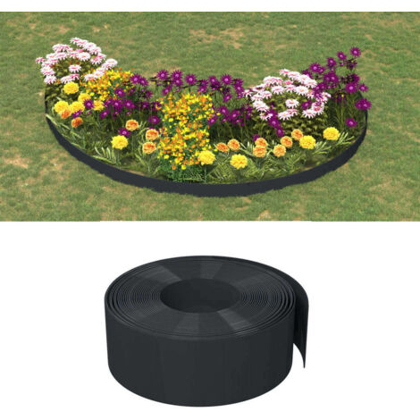Gartenrandsteine 2 Stück schwarz 10 m 20 cm Polyethylen