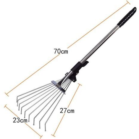 Gartenrechen – Verstellbarer Metall-Gartenrechen, ausziehbarer Unkrautrechen, Campingrechen für Garten, Rasen und Hof