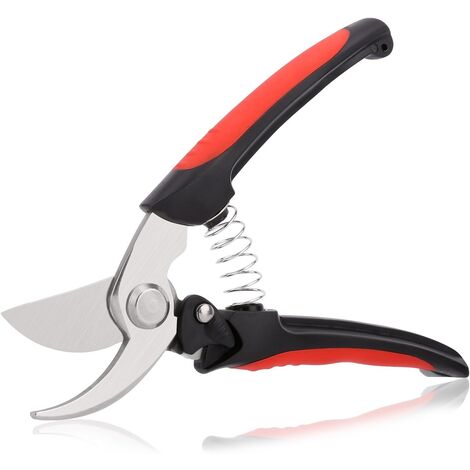 Gartenschere, Edelstahl, ergonomisch - Schwarz und Rot