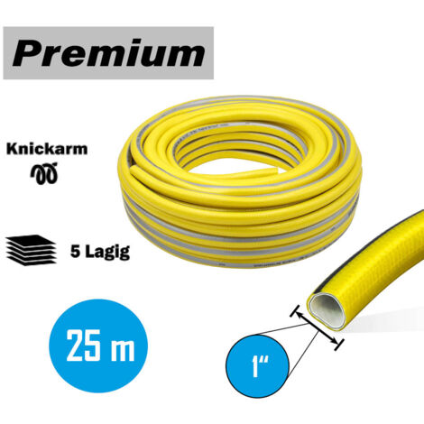 Gartenschlauch Grau 1 Zoll 25 m 5-lagig verstärkt knickfest "Premium"