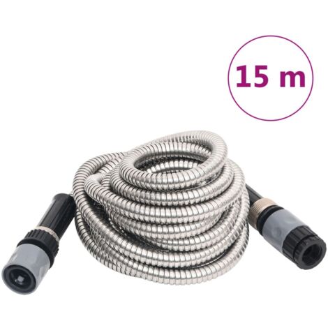 Gartenschlauch mit Sprühdüse Silbern 0,6" 15 m Edelstahl