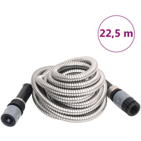 Gartenschlauch mit Sprühdüse Silbern 0,6" 22,5 m Edelstahl
