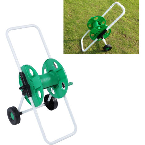 Gartenschlauchaufroller mit Rädern, grüner PP-Schlauchaufroller, arbeitssparend