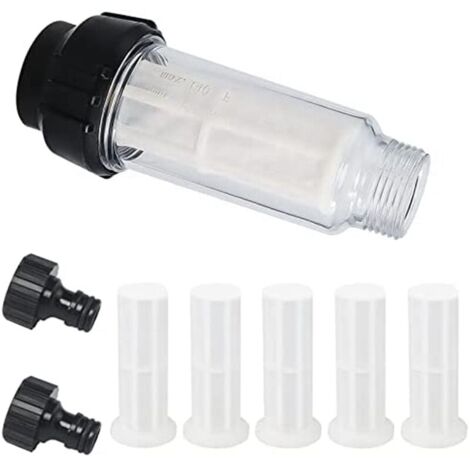 Gartenschlauchfilter, 3/4 Zoll Vorfilter mit 5 Filtereinsätzen + 2 Schnelladapter