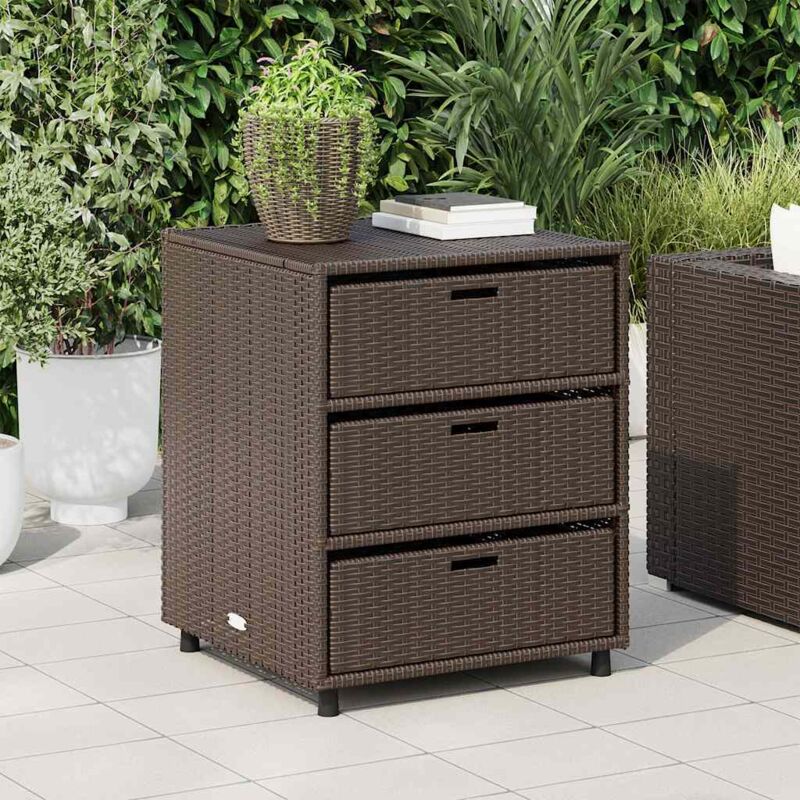 Gartenschrank Braun 55x59x69 Cm Poly Rattan - Vidaxl