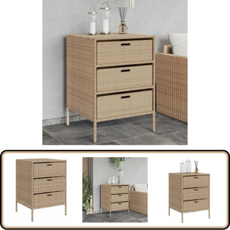 Gartenschrank Beige 55x59x80 cm Poly Rattan - Outdoor-Schrank - Gartenschrank - Stauraumsschrank - Rattan-Schrank - Gartenorganisation