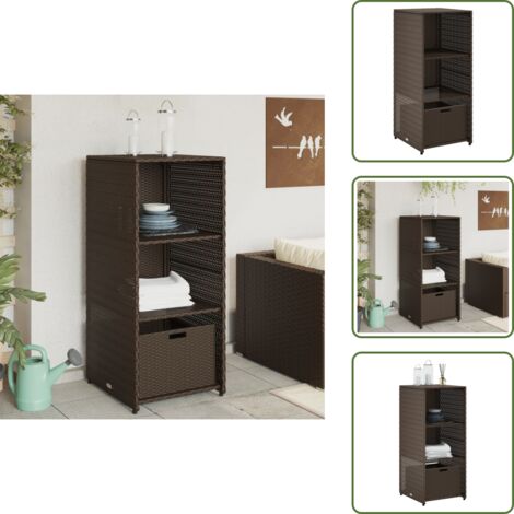 Gartenschrank Braun 50x55x115 cm Poly Rattan - Outdoor-Schrank - Gartenschrank - Stauraum - Gartenorganisation - Polyrattan