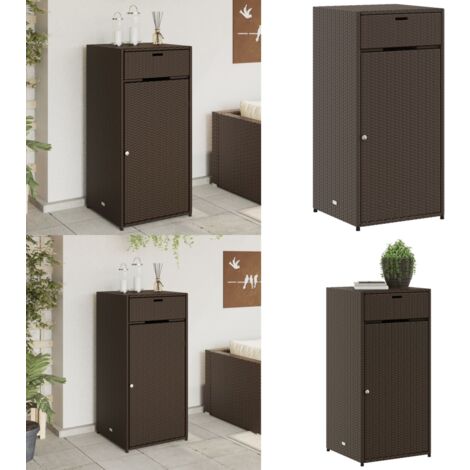 Gartenschrank Braun 55x55x111 cm Poly Rattan - Outdoor-Schrank - Gartenschrank - Gartenmöbel - Rattan Gartenmöbel - Polyrattan - Home & Living