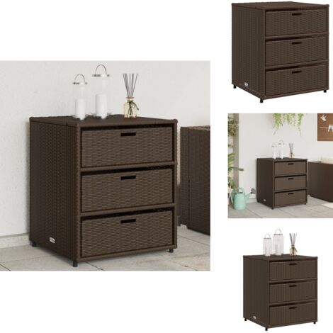 Gartenschrank Braun 55x59x69 cm Poly Rattan - Outdoor-Schrank - Gartenschrank - Stauraumsschrank - Gartenorganisation - Rattan-Schrank