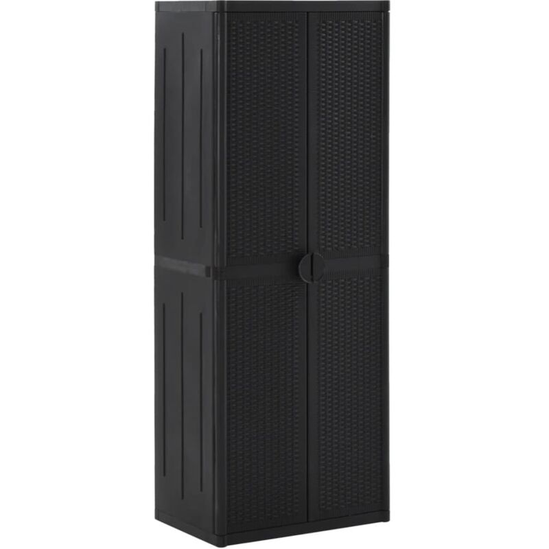 Gartenschrank Schwarz 65x45x172 Cm Pp Rattan - Vidaxl