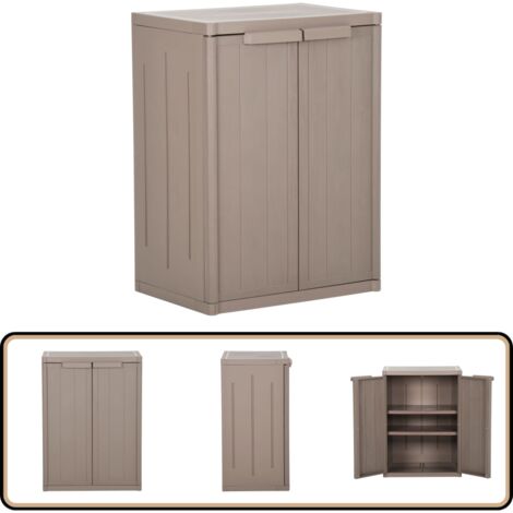 Gartenschrank Braun 65x45x88 cm PP Holz-Optik - Lagerschrank - Garderobenfach - Stauraum - Outdoormöbel - Polypropylen