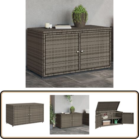 Gartenschrank Grau 110x55x60,5 cm Poly Rattan - Outdoor-Schrank - Gartenschrank - Stauraum - Gartenorganisation - Wetterfest