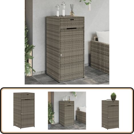 Gartenschrank Grau 55x55x111 cm Poly Rattan - Outdoor-Schrank - Gartenschrank - Stauraum - Gartenorganisation - Polyrattan