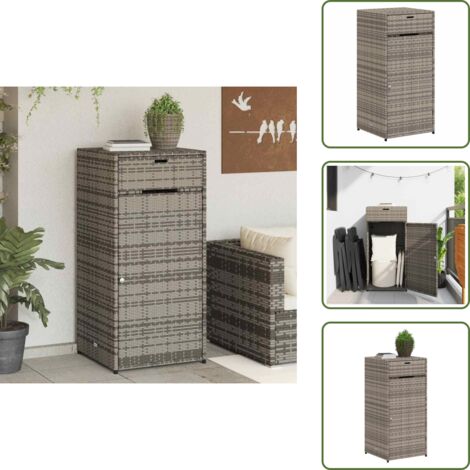 Gartenschrank Grau 55x55x111 cm Poly Rattan - Outdoor-Schrank - Gartenschrank - Stauraum - Gartenorganisation - Polyrattan