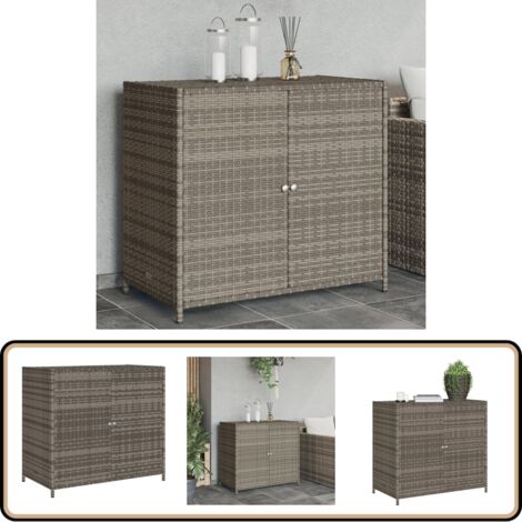 Gartenschrank Grau 83x45x76 cm Poly Rattan - Outdoor-Schrank - Gartenschrank - Stauraum - Gartenorganisation - Wetterfest